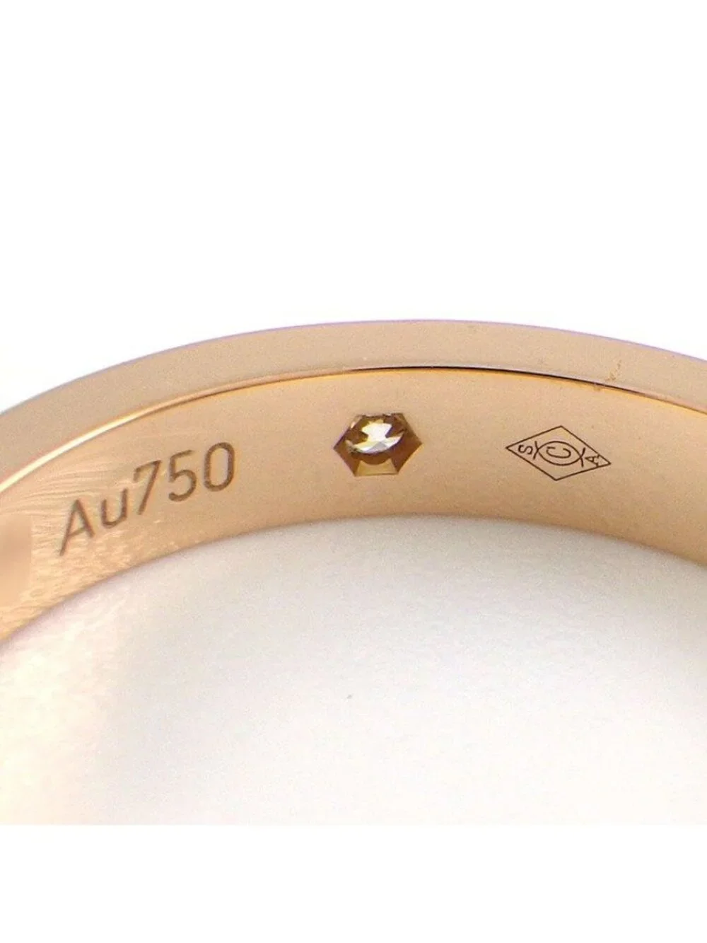 Cartier Ring C de Cartier Wedding Band Engraved Logo Point Diamond 18k Pink